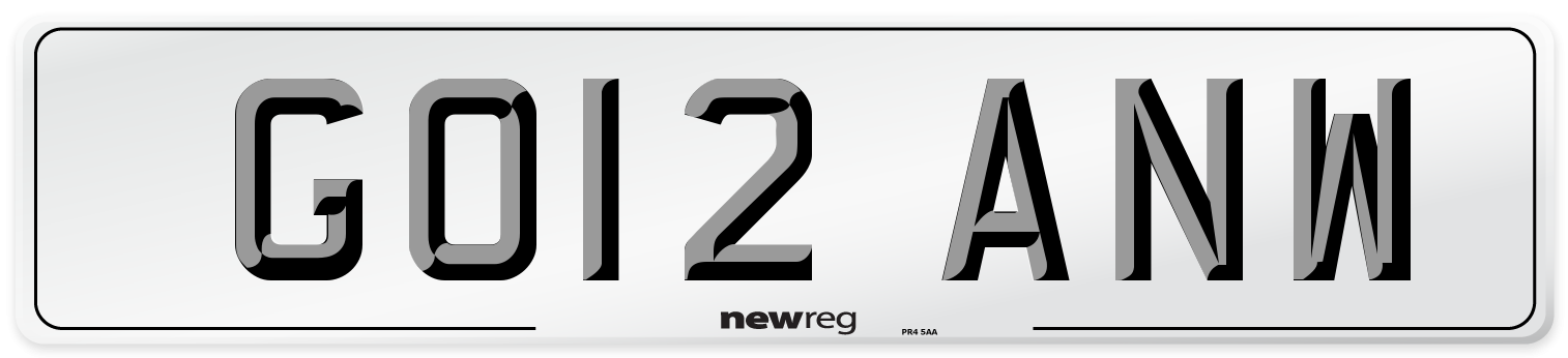 GO12 ANW Number Plate from New Reg